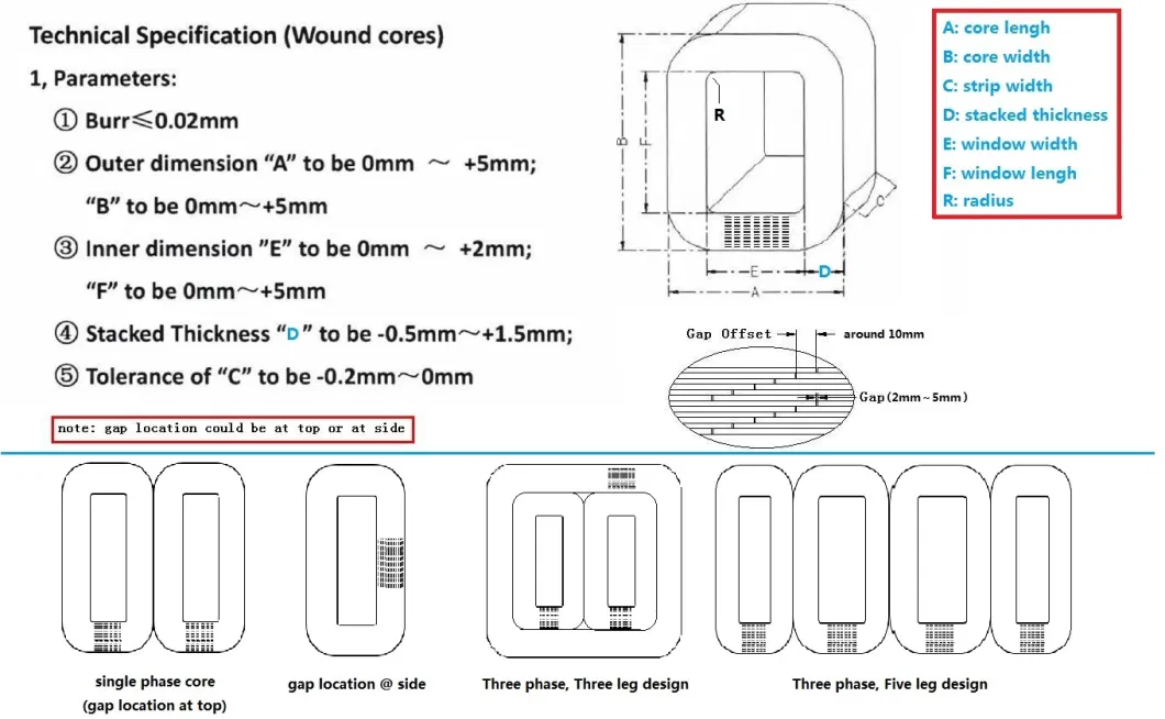 S13 100kVA Distribuito Gap Wound Core per trasformatore di distribuzione 7